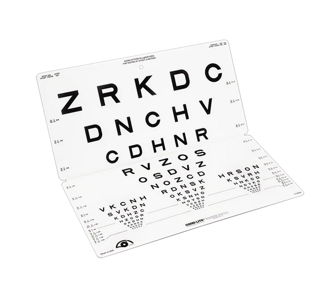 Snellen Letter Eye Chart with Red Green Blue Bar Visual Acuity Test 6m /  20ft